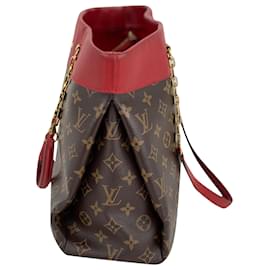 Louis Vuitton-Louis Vuitton Monogram Canvas Red Leather Pallas Shopper Hand Tote Bag Preowned-Red