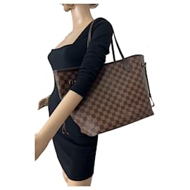 Louis Vuitton-Louis Vuitton Neverfull MM Brown Damier Ebene Canvas Tote W/Organizing Insert Occasion-Marron