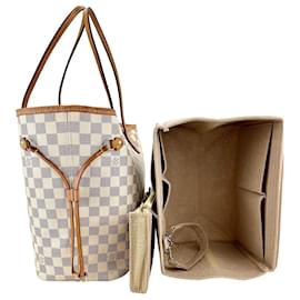 Louis Vuitton-Louis Vuitton Neverfull MM Damier Azur W/Insert Sac à main cabas N41605 Occasion-Blanc