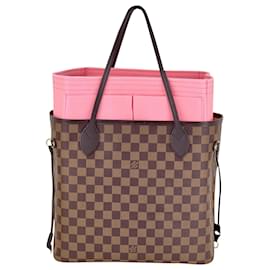 Louis Vuitton-Louis Vuitton Neverfull MM Brown Damier Ebene Canvas Tote W/Pink Organizing Insert Occasion-Marron