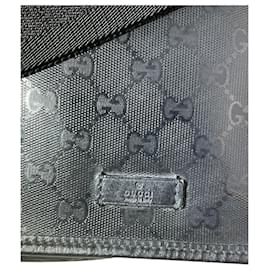 Gucci-Gucci Men's Messenger GG Supreme Canvas Double Buckle Flap Crossbody Men's Bag Preowned-Black