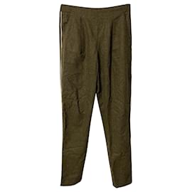Fendi-Fendi Maßgeschneiderte Hose mit Seitenstreifen aus grüner Schurwolle-Grün