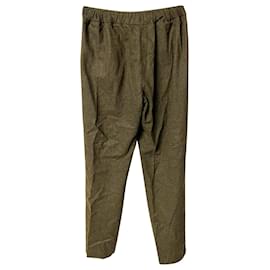 Fendi-Fendi Maßgeschneiderte Hose mit Seitenstreifen aus grüner Schurwolle-Grün