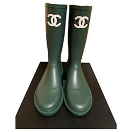 Chanel-Boots-Dark green