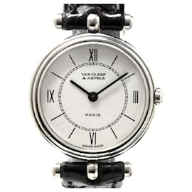 Van Cleef & Arpels-*VAN CLEEF & ARPELS - Classic Round White Dial SS/Leather Quartz Women's Watch-White