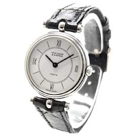 Van Cleef & Arpels-*VAN CLEEF & ARPELS - Classic Round White Dial SS/Leather Quartz Women's Watch-White