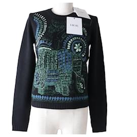 Christian Dior-*Christian Dior 20SS  DIOR VIERA African Design Elephant Embroidery Long Sleeve 100% Cashmere Knit / Sweater-Black,Multiple colors