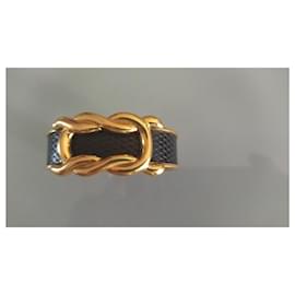 Hermès-Hermes pulseira de couro de granito preto , prato de ouro-Preto