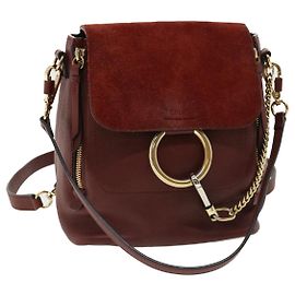 CARTIER Rucksack Wildleder Weinrot Auth hs1375 Andere