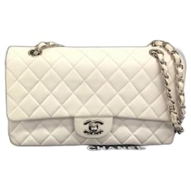 Chanel-lined flap-White,Silver hardware