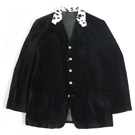 *Versace jeans couture Medusa button velour fabric collar switching single jacket/blazer Black