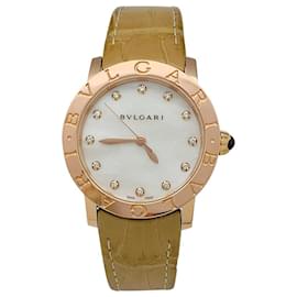 Bulgari-Bulgari watch, "BB33", Rose gold, mother-of-pearl and diamonds.-Other