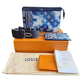 Louis Vuitton-Bolso Louis vuitton pochette edion limitada-Blanco,Azul claro