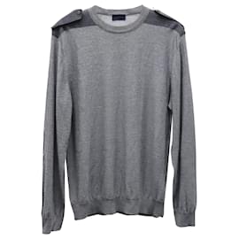 Lanvin-Lanvin Sweater with Epaulettes in Grey Merino Wool-Grey
