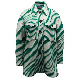Isabel Marant Harvey Coat in Green Animal Print Wool Other
