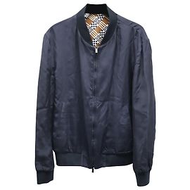 Fendi Reversible Bomber Jacket in Blue Silk Blue