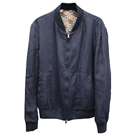 Fendi-Fendi Reversible Bomber Jacket in Blue Silk-Blue