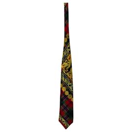 Versace-Gianni Versace Tartan Tie in Multicolor Silk-Other,Python print