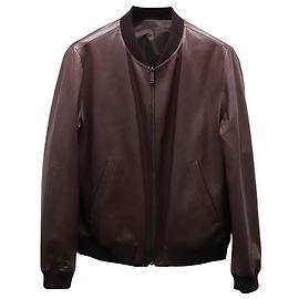 Prada Bomber Jacket in Burgundy Leather Dark red