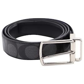 Coach-Coach Harness Buckle Reversible Belt in Black Leather -Black