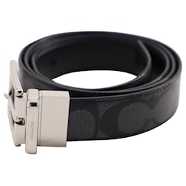 Coach-Coach Harness Buckle Reversible Belt in Black Leather -Black