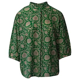ba&sh Bluse mit Panama-Print aus grüner Viskose Grün