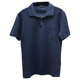 Louis Vuitton-T-shirt Louis Vuitton Half Damier Pocket en coton bleu marine-Bleu,Bleu Marine