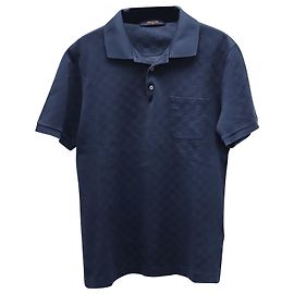T-shirt Louis Vuitton Half Damier Pocket in cotone blu navy Blu Blu navy
