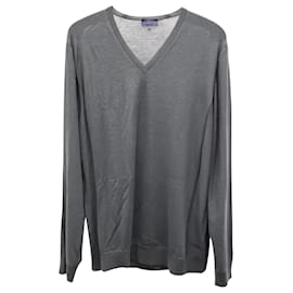Lanvin-Lanvin V-neck Sweater in Grey Merino Wool-Grey