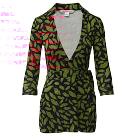Diane Von Furstenberg-Diane Von Furstenberg Lips Print Wrap Short Jumpsuit in Red and Black Silk -Other