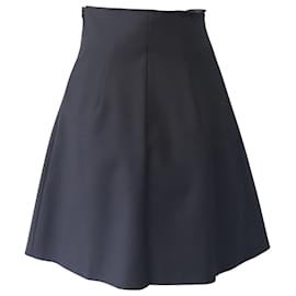 Maje-Maje Button Front Pleated Skirt in Black Cotton -Black