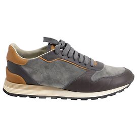 Tênis Brunello Cucinelli Runner em couro cinza Cinza