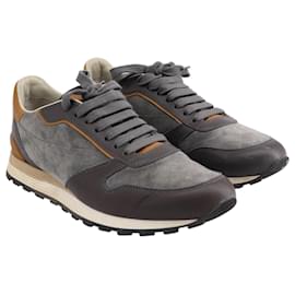 Brunello Cucinelli-Brunello Cucinelli Runner Sneakers in Grey Leather-Grey