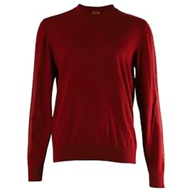 Missoni-Missoni Crewneck Sweater in Red Cotton-Red