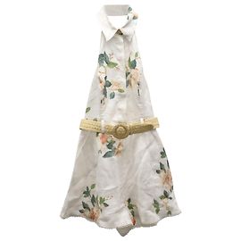 Zimmermann Kira Neckholder-Strampler aus Leinen mit Blumenmuster in Weiß Andere