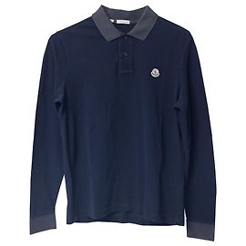 Polo manica lunga Moncler in cotone blu navy Blu