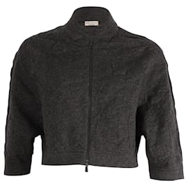 Brunello Cucinelli-Brunelo Cucinelli Cropped Bolero Jacket in Grey Cashmere -Grey