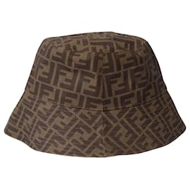 Fendi-Chapéu Balde Fendi FF Logo em Poliéster Marrom-Marrom