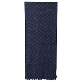 Louis Vuitton-Louis Vuitton Monogram Scarf in Blue Wool -Other