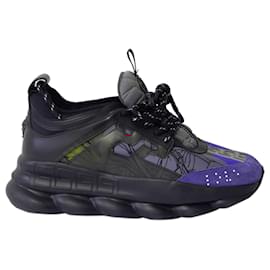Versace-Versace SS19 Chain Reaction Sneakers in Multicolor Suede-Multiple colors
