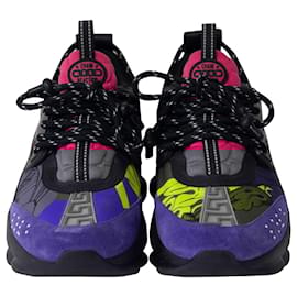 Versace-Versace SS19 Chain Reaction Sneakers in Multicolor Suede-Multiple colors