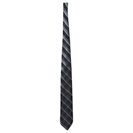 Valentino-Valentino Diagonal gestreifte Krawatte aus mehrfarbiger Seide-Mehrfarben