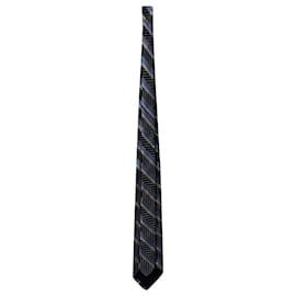 Valentino-Cravate Valentino à rayures diagonales en soie multicolore-Multicolore