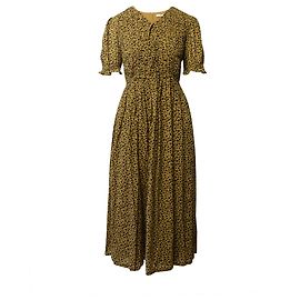 Rejina Pyo Kristen Robe mi-longue à imprimé léopard en coton marron Marron