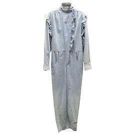 Macacão com babados Isabel Marant Etoile em jeans de algodão azul claro Azul Azul claro