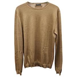 Prada-Prada Crewneck Sweater in Camel Wool-Yellow,Camel