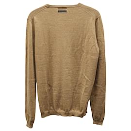 Prada-Prada Crewneck Sweater in Camel Wool-Yellow,Camel