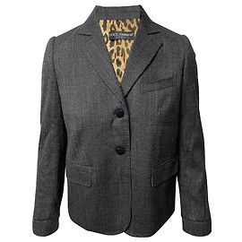 Dolce & Gabbana Single Breasted Leopard Print Lining Blazer In Grey Wool Grey