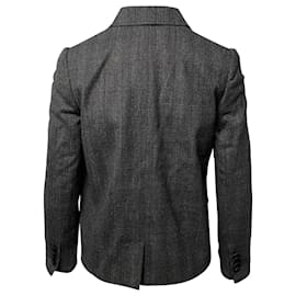 Dolce & Gabbana-Dolce & Gabbana Blazer de botonadura sencilla con forro de leopardo en lana gris-Gris