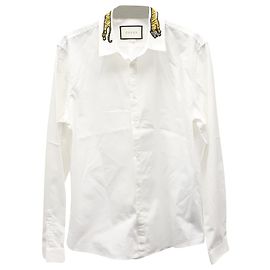 Camisa Oxford com apliques Gucci Duke em algodão branco Branco